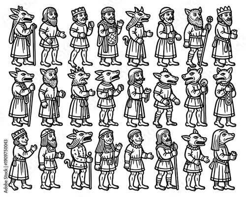 Medieval fantasy characters vector illustration