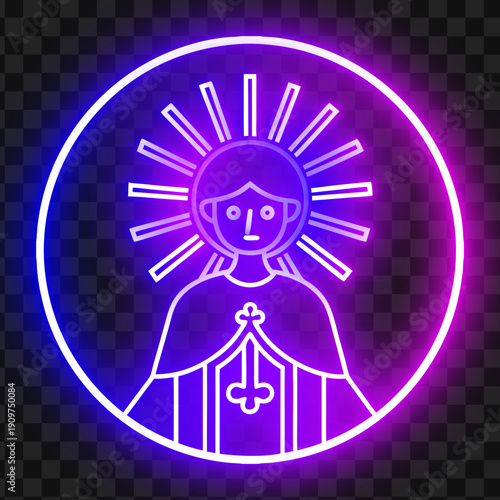 Neon Saint Icon Religious Symbol Glowing Illustration Vector