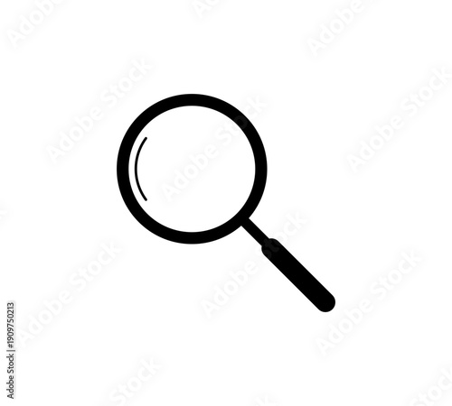 Black magnifying glass vector icon illustration graphic design for search and zoom concepts.