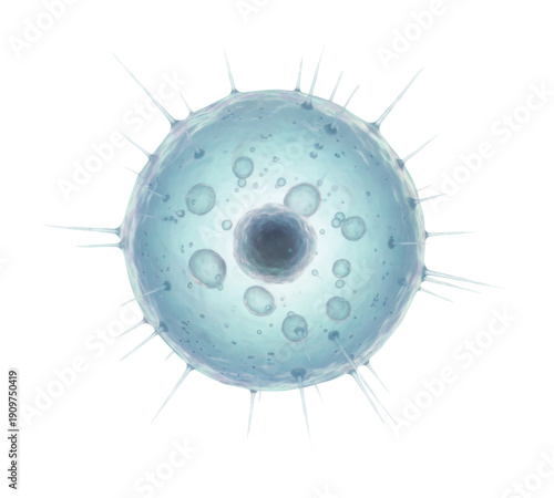 Laboratory illustration microscopic cell action viewed from above isolated on transparent background