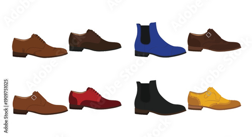 Collection of colorful men s shoes in various styles and shades
