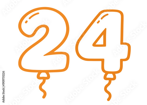 24 number balloon icon vector on a white background
Colored vector number balloon