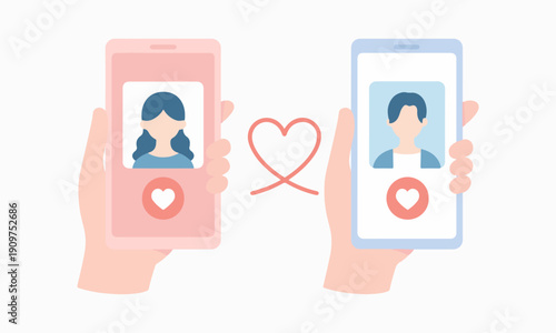 Online Dating App Concept Illustration – Mobile Match Love Chat Flat Vector Design