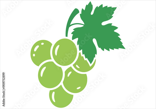 Bunch of green grapes with leaf icon art