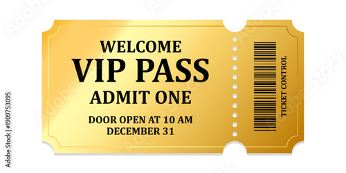 Luxury gold ticket and coupon template vector isolated.