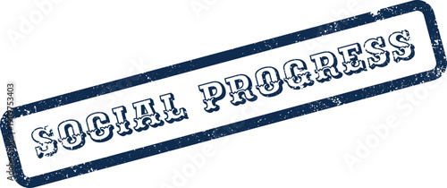 Social Progress Distressed Rubber Stamp Impression for Community Advancement and Societal Improvement