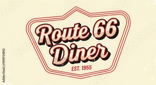 Route 66 Diner Vintage Sign Est 1955 Retro American Classic Nostalgia