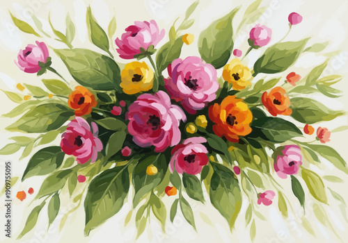 Beautiful bouquet of colorful flowers