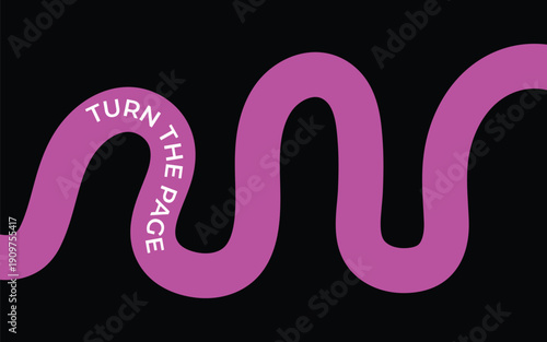Turn the page neon sign with pink squiggly line