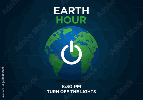 Earth hour logo with globe and power button