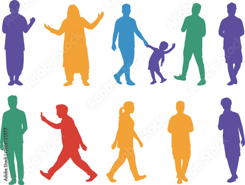 Group of People Silhouettes Representing Diversity, Community, Inclusion and Unity