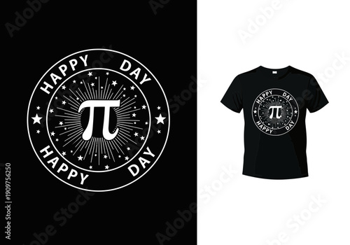 Happy pi day t shirt design with pi symbol and white