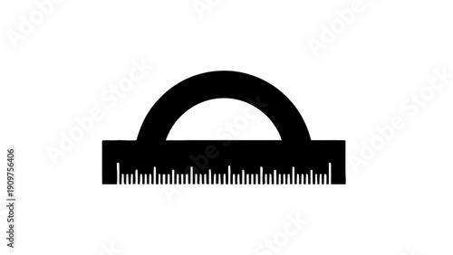 Vector illustration of black silhouette of a protractor measuring tool on a transparent background
