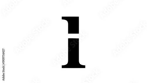 Vector illustration of black serif letter i uppercase character symbol on a transparent background
