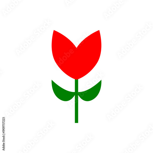  Red tulip flower vector icon