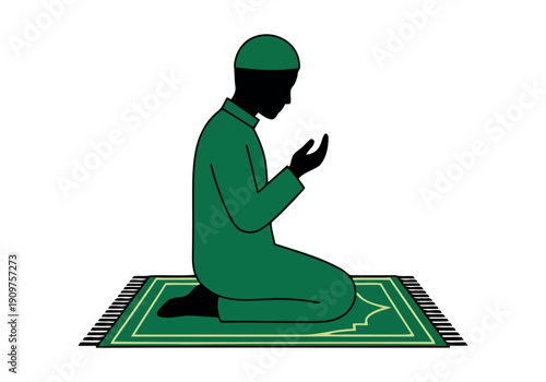 Man praying on rug for religious observance
