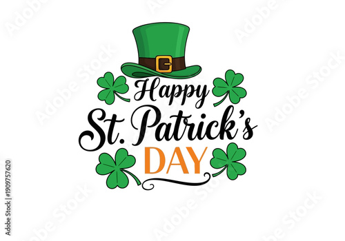Happy st patricks day shamrocks and hat