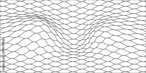 Fishing or soccer net. Repeated hexagon pattern. Black wired mesh texture isolated on white background. Metallic or fabric fence, cage or lattice structure. Vector graphic Illustration.