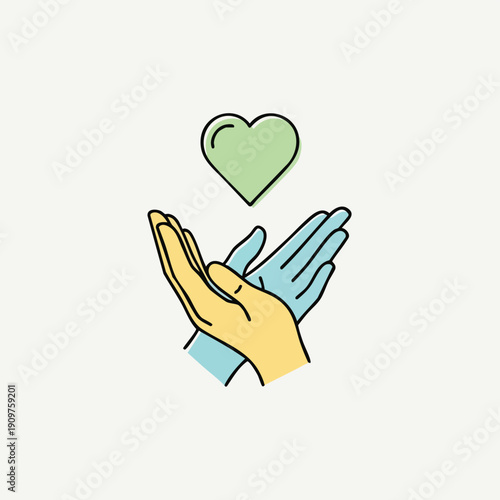 Two hands holding a heart symbol together in unity and love