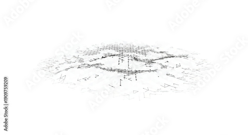 High-Tech Particle Structure Design - Monochrome Neural Network and Connectivity Symbol