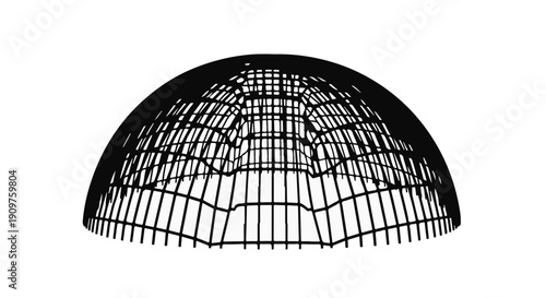 Modern black wireframe dome structure light fixture architectural element interior design decoration
