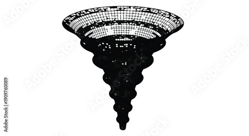 Black and white illustration of ornate chandelier lighting fixture with crystals on white background, decorative element for design