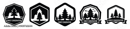 National Arbor Day forest conservation badge vector icon set. Arbor Day creative concept and Simple illustration, icon design solid black color with white background.