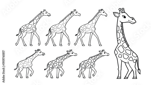 Giraffe Line Art Icon Set
