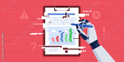 AI robot generating slop content and corrupted data