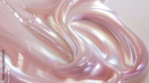 Shimmering cosmic-inspired beauty product with creamy vibrant, starry texture. Highlighter or moisturizer smear background