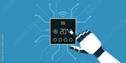 AI robot using a smart thermostat and setting the temperature