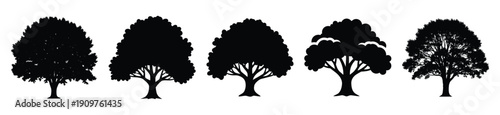 National Arbor Day mature tree vector icon set. Arbor Day creative concept and Simple illustration, icon design solid black color with white background.