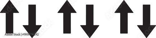 Black arrows pointing up and down on white background up and down arrows direction signs