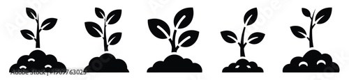 National Arbor Day sapling with soil vector icon set. Arbor Day creative concept and Simple illustration, icon design solid black color with white background.