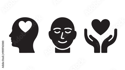 Vector Illustration Of Mental Health And Self Love Concept With Heart And Hands For Healthcare Marketing