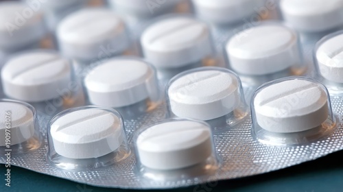 White round emergency iodine tablets sealed in a blister pack for health and safety