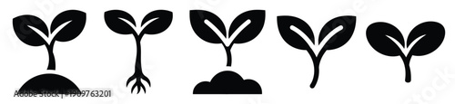 National Arbor Day seedling sprout vector icon set. Arbor Day creative concept and Simple illustration, icon design solid black color with white background.