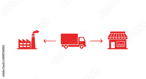 Supply chain logistics vector graphic with factory warehouse truck and store
