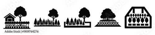 National Arbor Day tree nursery vector icon set. Arbor Day creative concept and Simple illustration, icon design solid black color with white background.