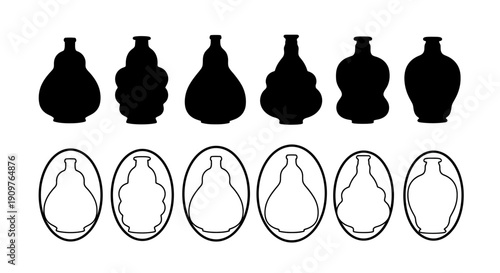 Business graphs and charts icons. Business statistics and analytics, charts diagrams, money, down or up arrow. graph growth silhouette icon set
