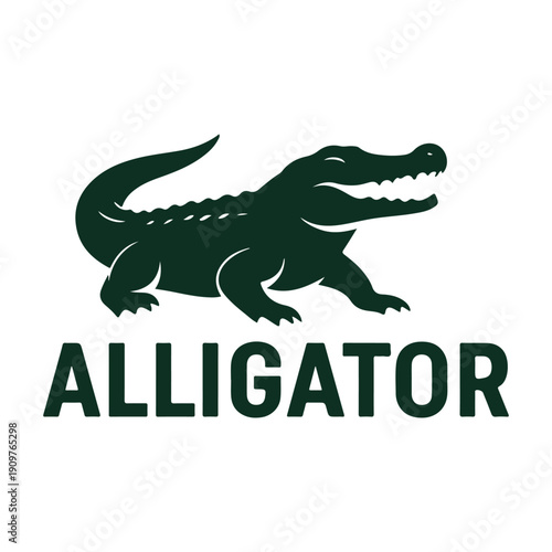 Angry Alligator or Crocodile Silhouette Mascot Logo.