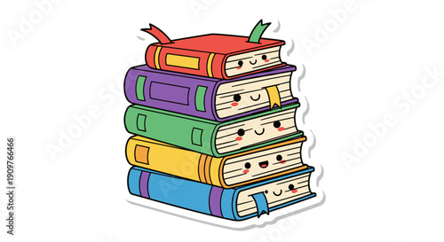 Stack of colorful books arranged in a neat pile