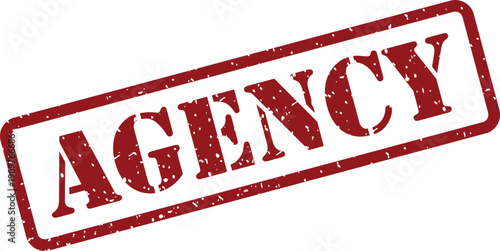 A bold red grunge rubber stamp showing the word AGENCY for official business documentation