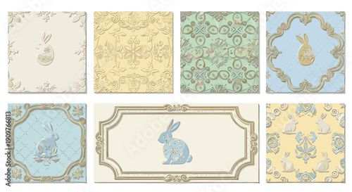 Collection of vintage decorative tiles with intricate patterns and colors