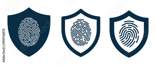 Three Shields with Fingerprint Icons
