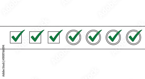 Green checkmarks in checkboxes and circles