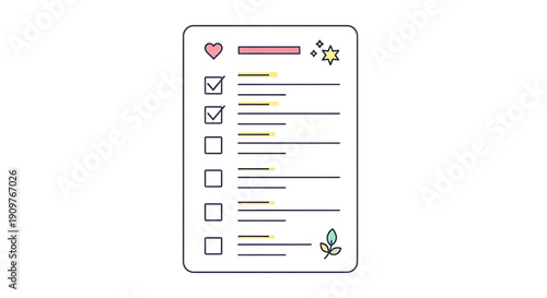 Colorful to do list with checkboxes and decorative elements