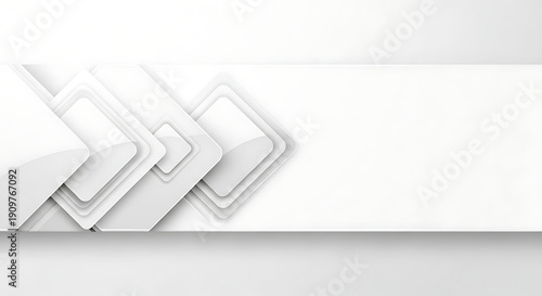 Wallpaper Mural Abstract White and Grey Geometric Banner with Overlapping Layered Rhombus Shapes and Copyspace Torontodigital.ca