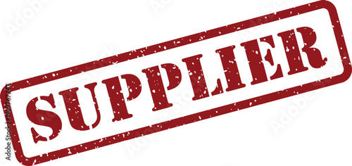 A bold red rubber stamp mark indicating the term SUPPLIER on a clean white surface