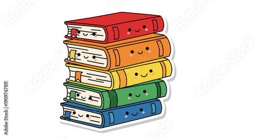 Stack of colorful books arranged in a neat pile